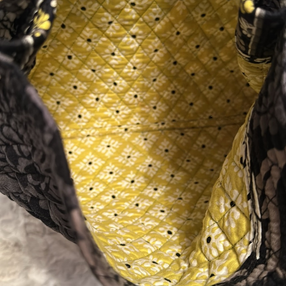 Vera Bradley Floral Patterned Black Yellow Grey and White Purse - Picture 3 of 4
